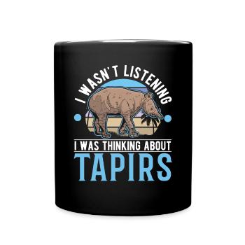 Je n’écoutais pas, je pensais à Tapirs - Mug uni - noir - Devant