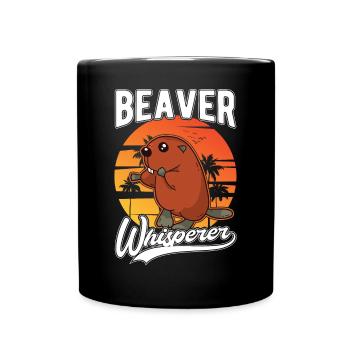 Biber Flüsterer Beaver Whisperer - Full Colour Mug - black - Front