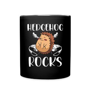 Süßer Igel rockt - Tasse einfarbig - Schwarz - Vorne