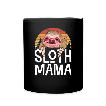 Faultier Mama Retro - Tasse einfarbig - Schwarz - Vorne