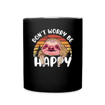 Don't worry be a sloth - Full Colour Mug - black - Front
