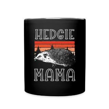 Nette Igelmutter Retro - Tasse einfarbig - Schwarz - Vorne