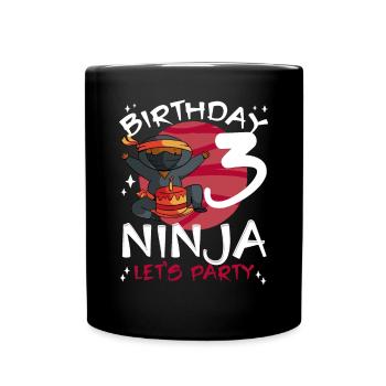 Cute Ninja for 3rd Birthday - Full Colour Mug - black - Front