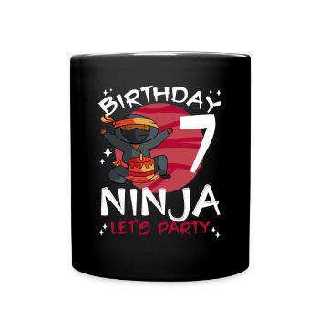 Cute Ninja for 7th Birthday - Full Colour Mug - black - Front