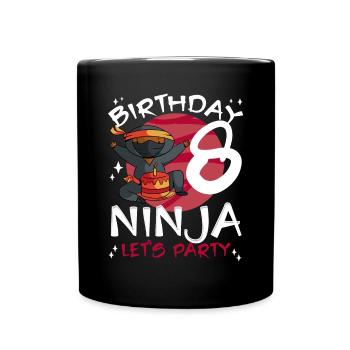 Cute Ninja for 8th Birthday - Full Colour Mug - black - Front