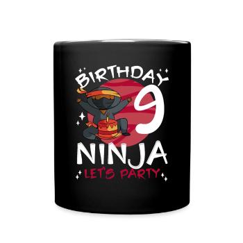 Cute Ninja for 9th Birthday - Full Colour Mug - black - Front