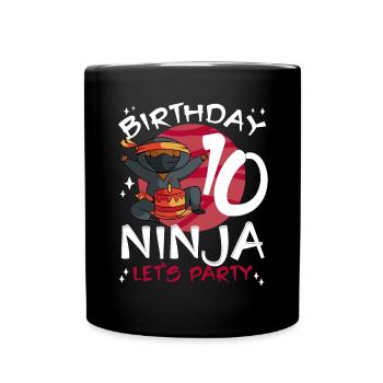 Cute Ninja for 10th Birthday - Full Colour Mug - black - Front
