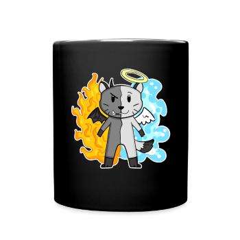 Cat breed American Bobtail - Angel and Devil - Full Colour Mug - black - Front