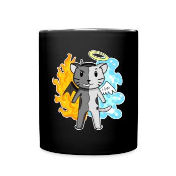 Katze Katzenrasse Abessinierkatze - Tasse einfarbig - Schwarz - Vorne
