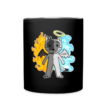 Cat Cat Breed Burma - Angel and Devil - Full Colour Mug - black - Front
