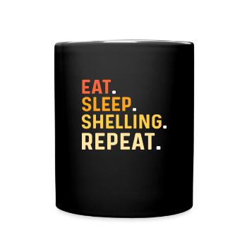 Eat Sleep Shelling Repeat. Beachcombing Muscheln - Tasse einfarbig - Schwarz - Vorne
