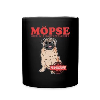 Mops Hunde Hundebesitzer Hundeliebhaber Geschenk - Tasse einfarbig - Schwarz - Vorne