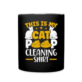 Katze Katzenbesitzer Katzenklo Reinigen - Tasse einfarbig - Schwarz - Vorne