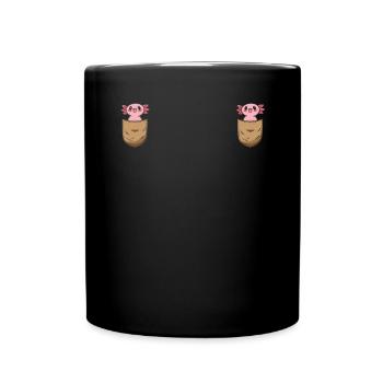 Axolotl Chest Pocket Cute Axolotl Kawaii Axolotl - Tasse einfarbig - Schwarz - Vorne