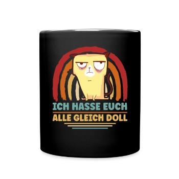 Lustig Spruch Katze Katzenliebhaber - Tasse einfarbig - Schwarz - Vorne