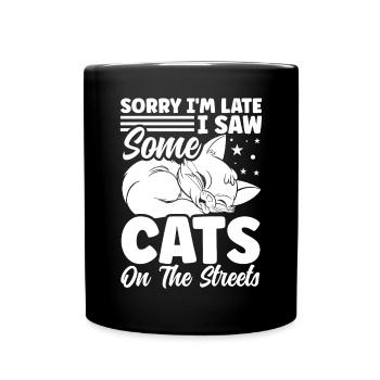 Cat cat lovers cats on the street - Full Colour Mug - black - Front