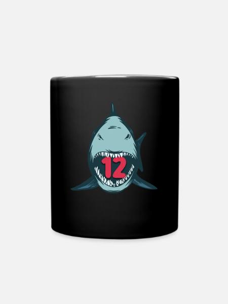 Megalodon Hai 12. Geburtstag 12 Jahre Megalodon - Tasse einfarbig - Schwarz