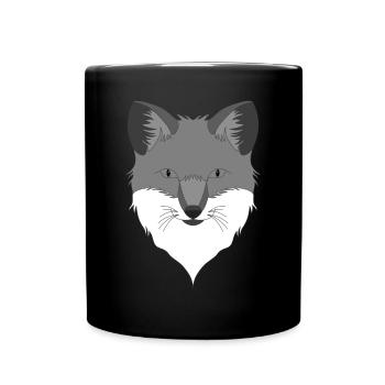 Fuchs Waldtier Design mit Tierkopf - Tasse einfarbig - Schwarz - Vorne