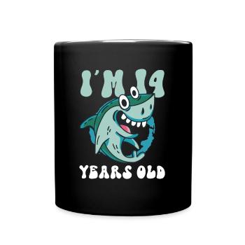 Ce petit chasseur de mégalodon a 13 ans - - Mug uni - noir - Devant