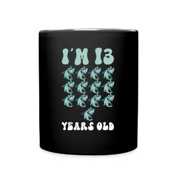 Ce petit chasseur de mégalodon a 13 ans - - Mug uni - noir - Devant
