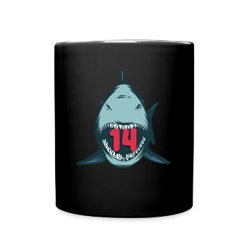 Megalodon Hai 14th birthday 14 years Megalodon - Full Colour Mug - black - Front