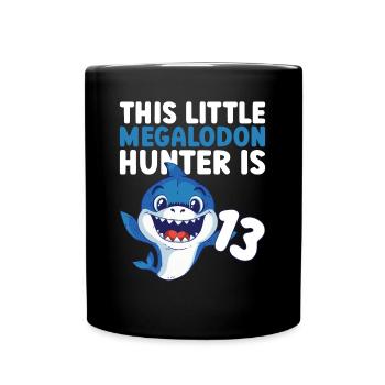 Ce petit chasseur de mégalodon a 13 ans - - Mug uni - noir - Devant