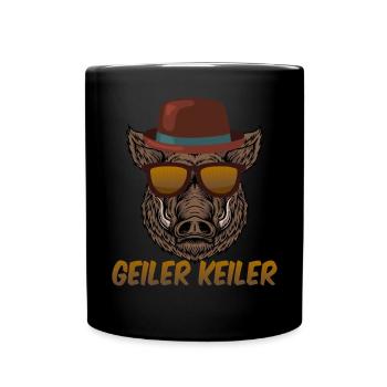 Geiler Keiler | Lustiges Wildschwein Jagd - Tasse einfarbig - Schwarz - Vorne