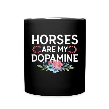 Horses is my dopamine riding lover for women - Full Colour Mug - black - Front