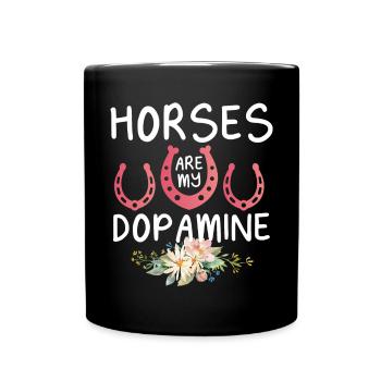 Horses is my dopamine riding lover for women - Full Colour Mug - black - Front