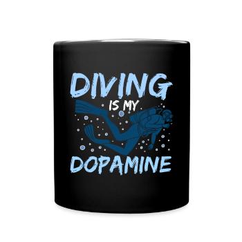 Diving is my dopamine scuba diver under water - Full Colour Mug - black - Front