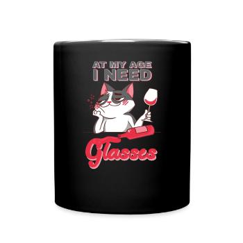 In Meinem Alter Brauche Ich Brille Witz Katzen - Tasse einfarbig - Schwarz - Vorne