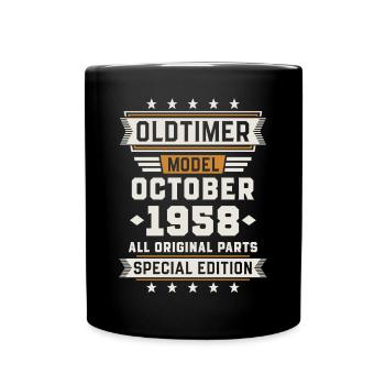 Oldtimer Oktober 1958 Geburtstag Geschenk - Tasse einfarbig - Schwarz - Vorne