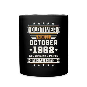 Oldtimer Oktober 1962 Geburtstag Geschenk - Tasse einfarbig - Schwarz - Vorne
