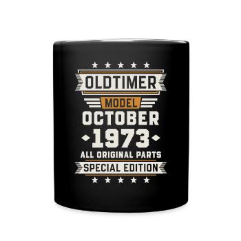 Oldtimer Oktober 1973 Geburtstag Geschenk - Tasse einfarbig - Schwarz - Vorne