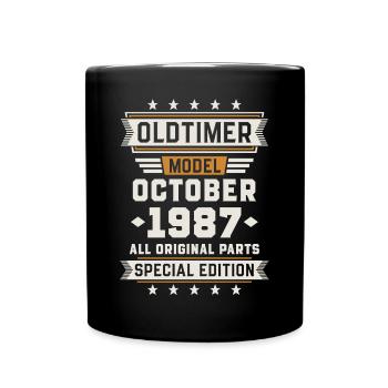 Oldtimer Oktober 1987 Geburtstag Geschenk - Tasse einfarbig - Schwarz - Vorne