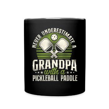 Pickleball Grandpa Retro Never - Tasse einfarbig - Schwarz - Vorne