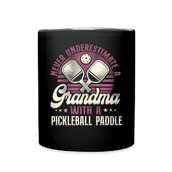 Pickleball Grandma Retro Never - Tasse einfarbig - Schwarz - Vorne