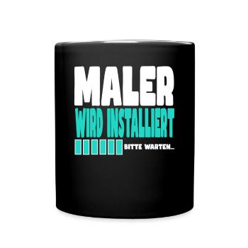 Maler wird installiert - Tasse einfarbig - Schwarz - Vorne