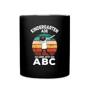 Kindergarten Ade Ich lerne ABC - Tasse einfarbig - Schwarz - Vorne