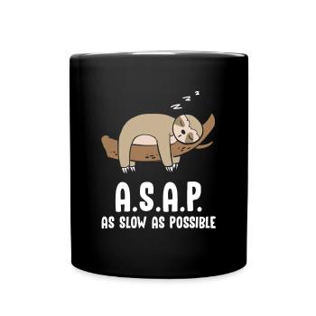 A.S.A.P. As Slow As Possible Faultier - Tasse einfarbig - Schwarz - Vorne