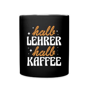 Halb Lehrer Halb Kaffee Shirt Geschenk - Tasse einfarbig - Schwarz - Vorne