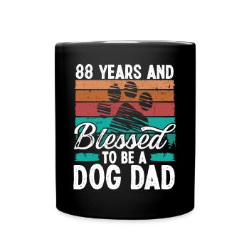 88 Year Old Dog Dad 88 Birthday Retro Dog Father - Full Colour Mug - black - Front