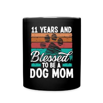11 ans Chien Maman 11 Anniversaire Rétro Chien Mère - Mug uni - noir - Devant