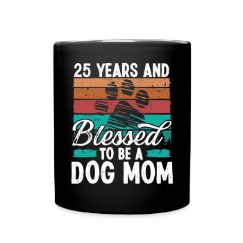 25 ans Chien Maman 25 Anniversaire Rétro Chien Mère - Mug uni - noir - Devant
