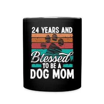 24 Year Old Dog Mom 24 Birthday Retro Dog Mother - Tasse einfarbig - Schwarz - Vorne