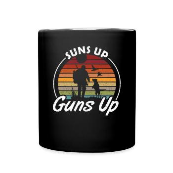 Hunting Dog Suns Up Guns Up Duck Hunting - Full Colour Mug - black - Front