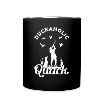 Hunting dog Duckaholic hooked on quack duck hunting - Full Colour Mug - black - Front
