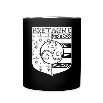 Bretagne Blason Gwenn Ha Du Tribal Triskèle - Mug uni - noir - Devant