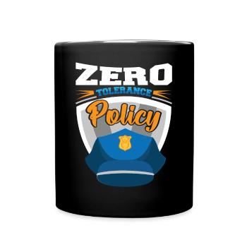 Politique de tolérance zéro Convivialité Casquette de police - Mug uni - noir - Devant