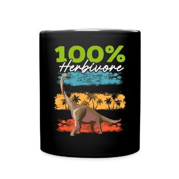 100% Pflanzenfresser Brachiousaurus Dinosaurier Dino - Tasse einfarbig - Schwarz - Vorne